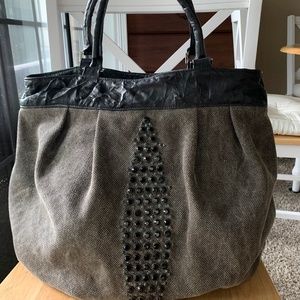 Tylie Malibu Large Hobo Canvas Leather Handbag